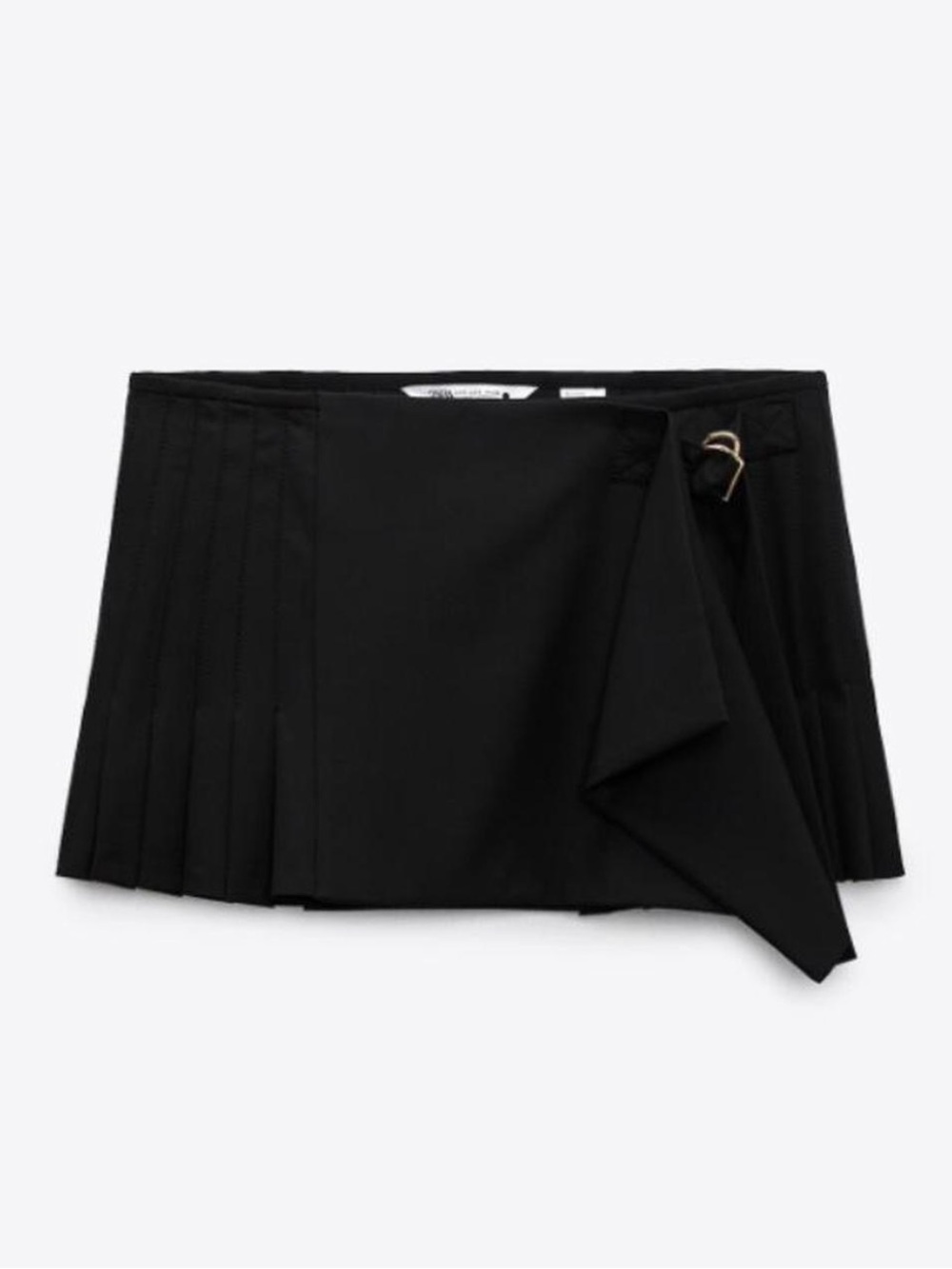 Zara | Pleated Wrap-Front Mini Skirt with Buckle